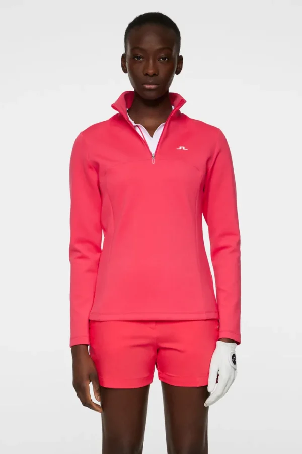Golf | Bas- Och Mellanlager-J.Lindeberg Lorelei Quarter Zip Mid Layer Azalea