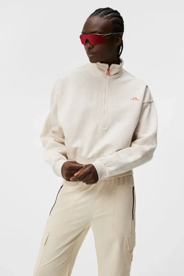 Bas- Och Mellanlager | Outdoor-J.Lindeberg Lucia Zip Mock Neck Beige Melange