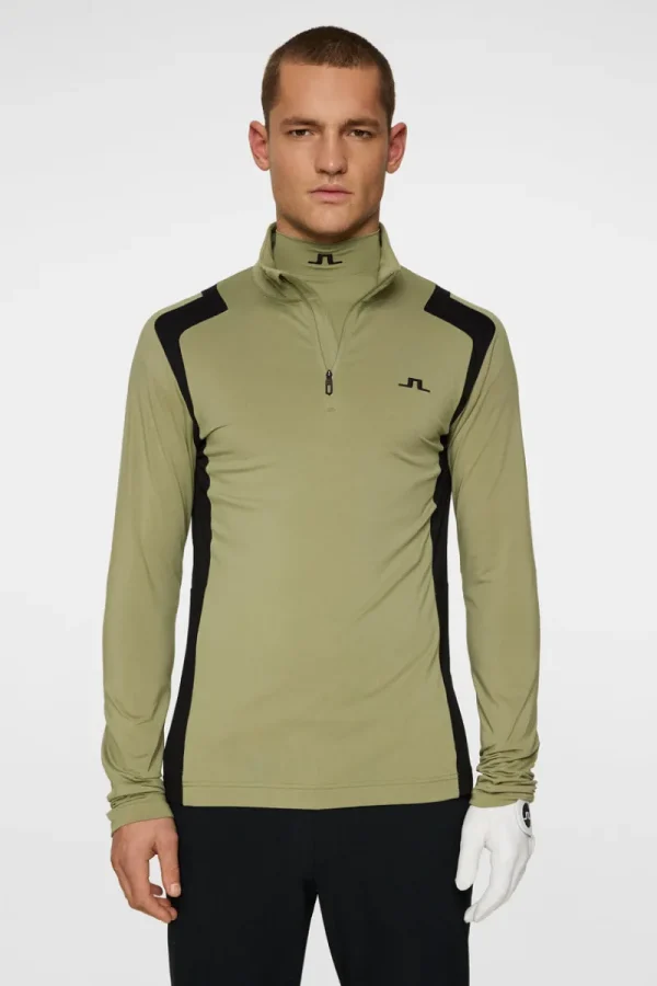 Golf | Bas- Och Mellanlager-J.Lindeberg Lukas Quarter Zip Mid Layer Oil Green