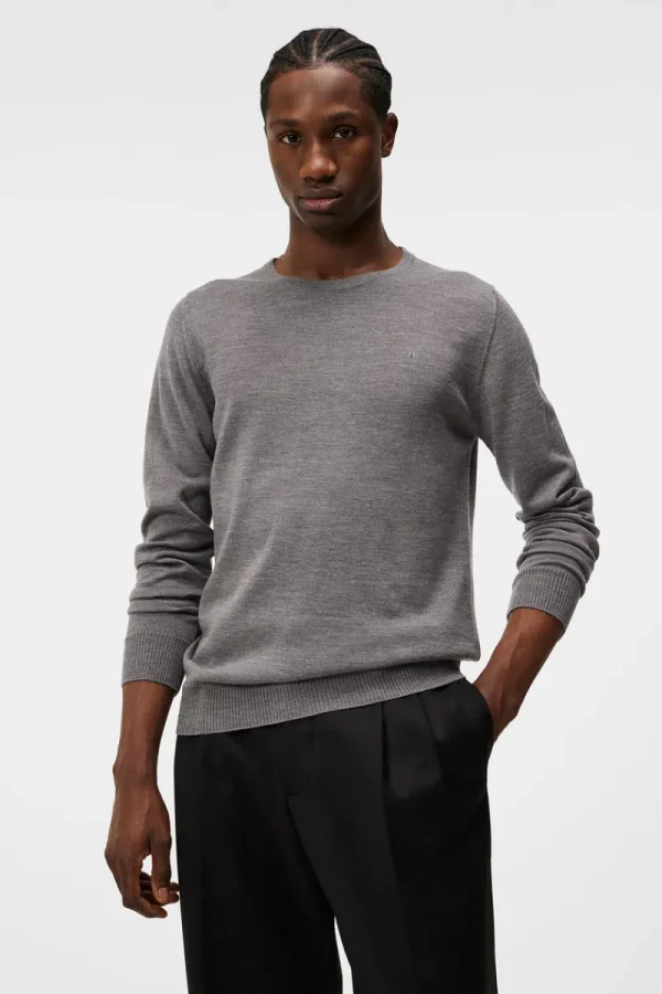 Stickat | Överdelar-J.Lindeberg Lyle Merino Crew Neck Sweater Grey Melange