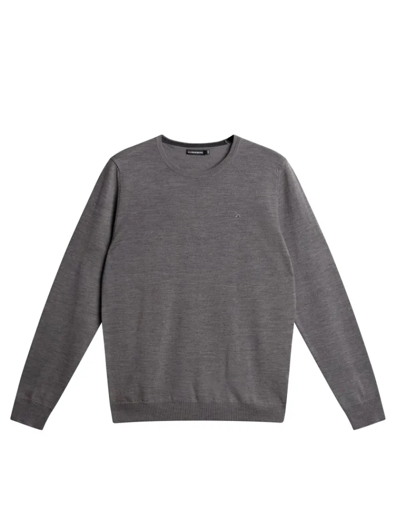 Stickat | Överdelar-J.Lindeberg Lyle Merino Crew Neck Sweater Grey Melange