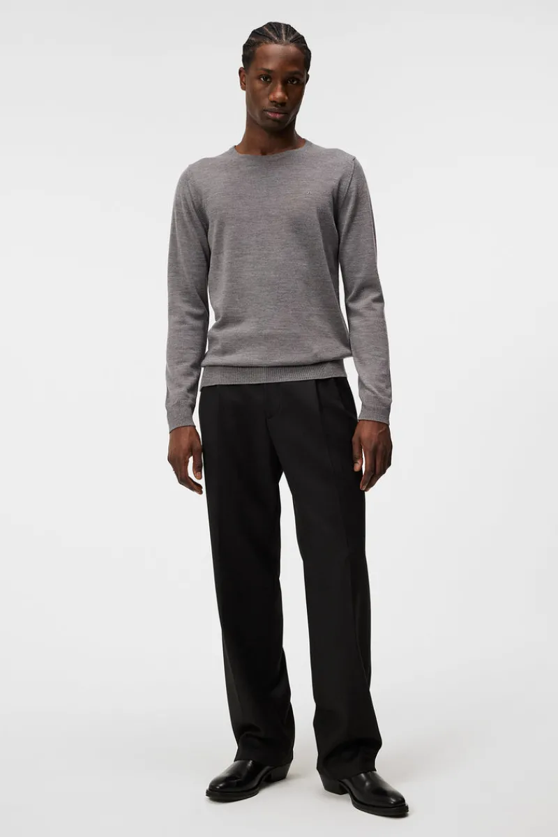 Stickat | Överdelar-J.Lindeberg Lyle Merino Crew Neck Sweater Grey Melange