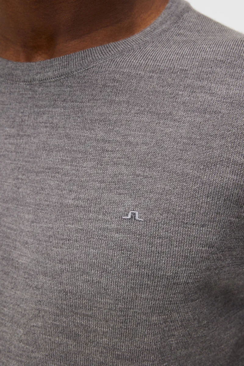 Stickat | Överdelar-J.Lindeberg Lyle Merino Crew Neck Sweater Grey Melange