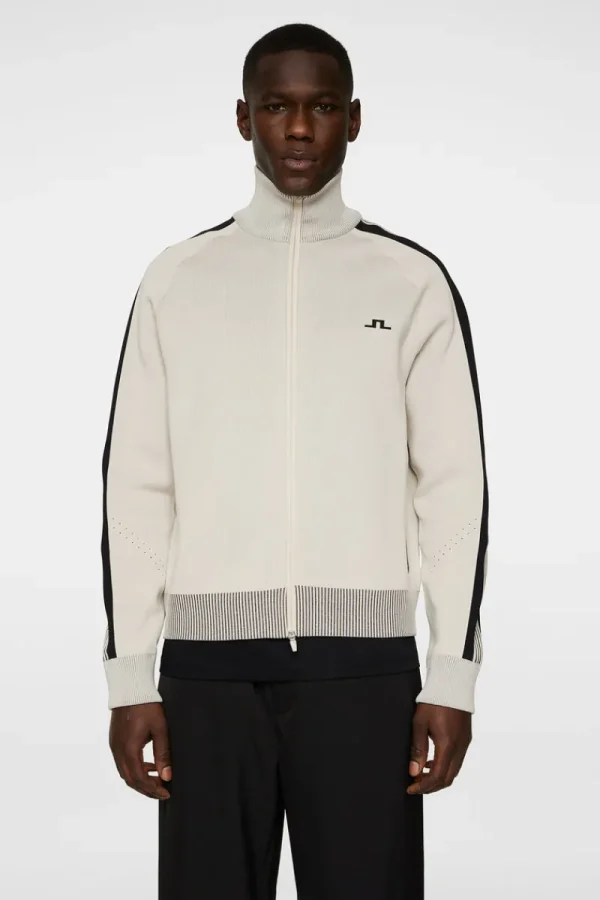 Stickat | Överdelar-J.Lindeberg Max Tech Knit Track Jacket Moonbeam