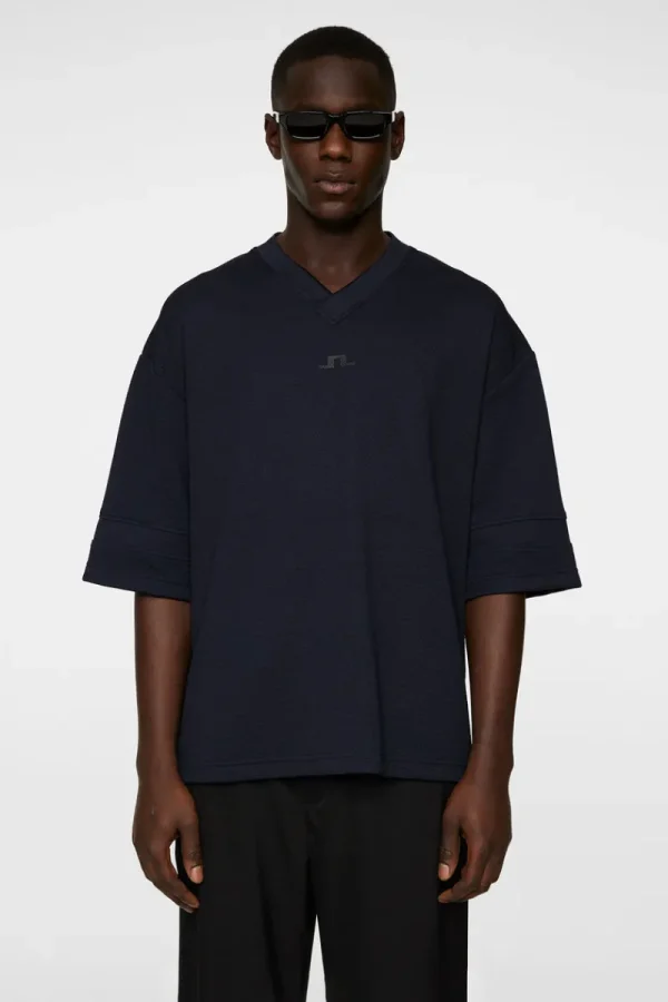 Överdelar | T-shirts-J.Lindeberg Milos Jersey Mesh Tee JL Navy