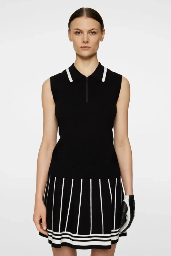 Golf | Stickat-J.Lindeberg Ramona Knitted Polo Shirt Black