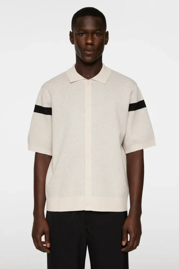 Stickat | Överdelar-J.Lindeberg Rayne Knitted Shirt Moonbeam