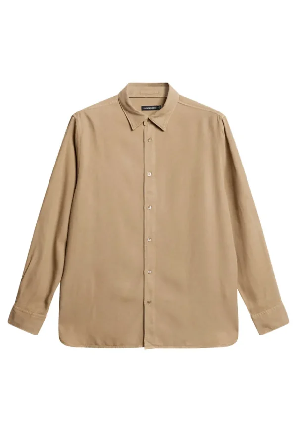 Överdelar | Skjortor-J.Lindeberg Reg LS Struct Gmd Tencel Shirt Batique Khaki