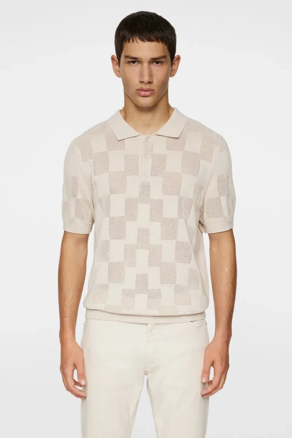 Stickat | Överdelar-J.Lindeberg Reymond Stacked Bridge Polo Moonbeam