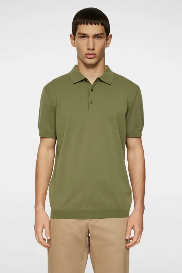 Pikétröjor | Stickat-J.Lindeberg Ridge Knitted Polo Olivine