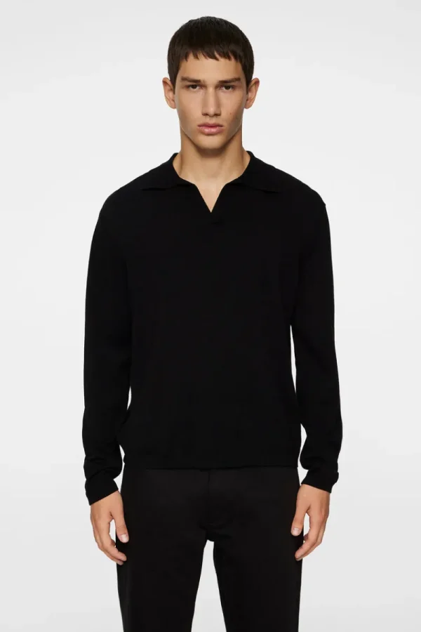 Stickat | Överdelar-J.Lindeberg Rowan LS Polo Black