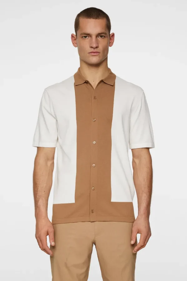 Golf | Stickat-J.Lindeberg Rue Knitted Polo Shirt White
