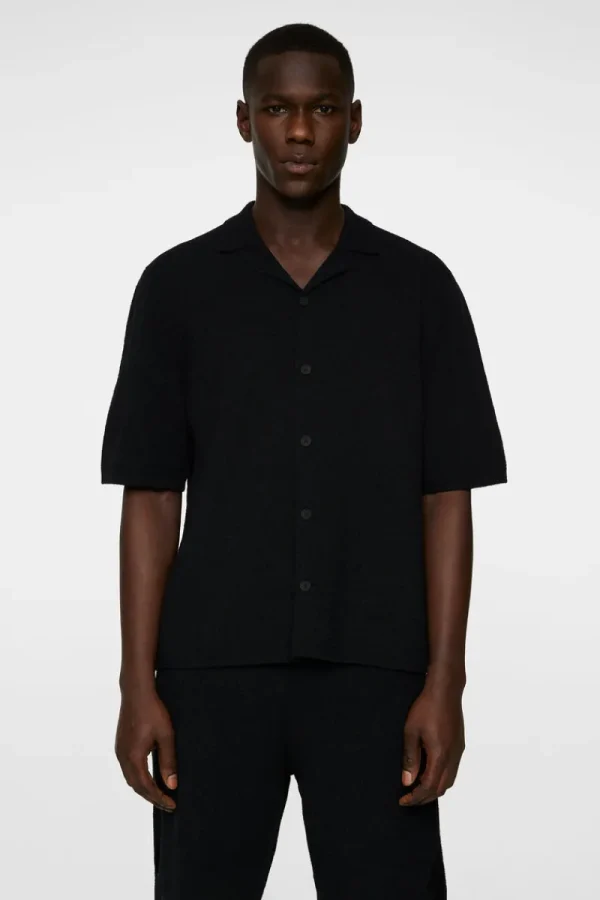 Stickat | Överdelar-J.Lindeberg Sal Knitted Boucle Shirt Black
