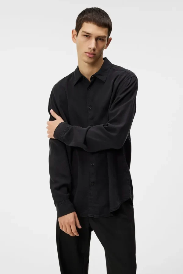 Skjortor | Skjortor-J.Lindeberg Slim LS Comfort Tencel Shirt Black