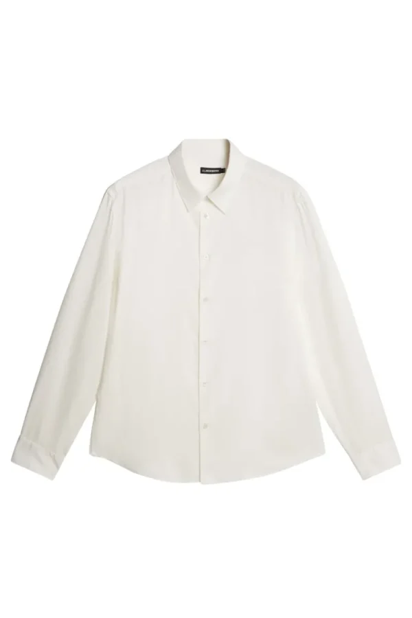 Överdelar | Skjortor-J.Lindeberg Slim LS Comfort Tencel Shirt Cloud White