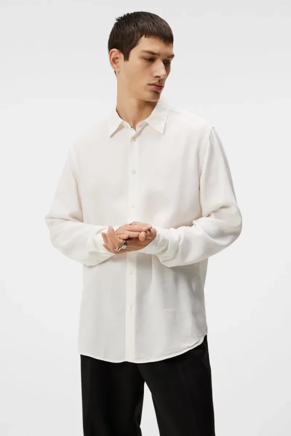 Skjortor | Skjortor-J.Lindeberg Slim LS Comfort Tencel Shirt Cloud White