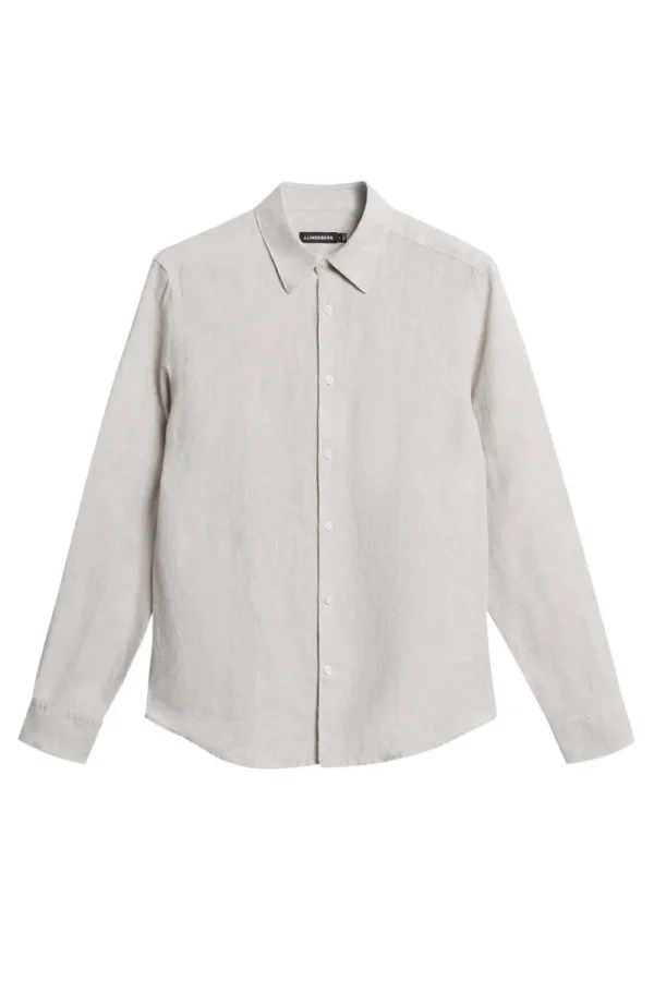 Överdelar | Skjortor-J.Lindeberg Slim LS Linen Melange Shirt Moonbeam