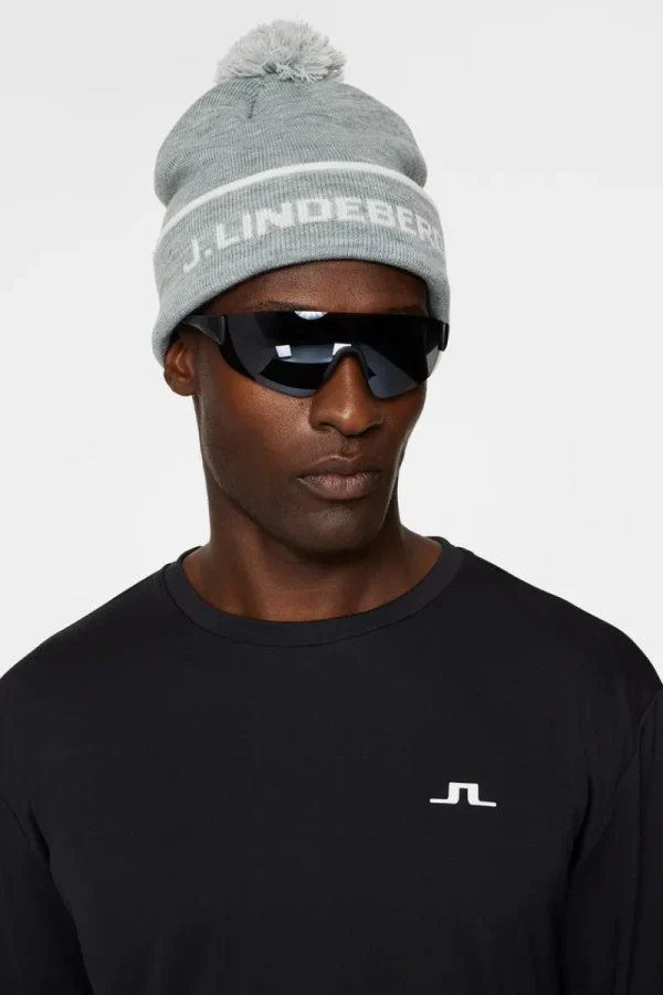 Accessoarer | Active-J.Lindeberg Stripe Beanie Medium Grey Melange