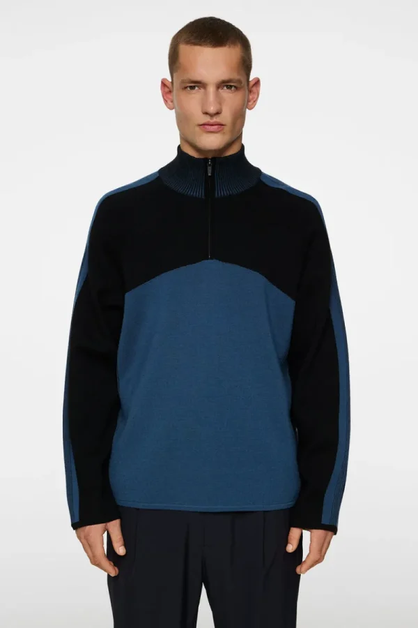 Stickat | Överdelar-J.Lindeberg Tim Tech Knit Quarter Zip Key Largo