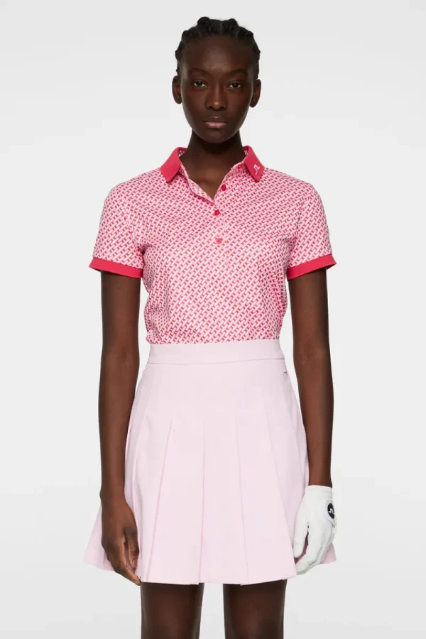 Golf | Överdelar-J.Lindeberg Tour Tech Print Polo Tour Geo Pink S