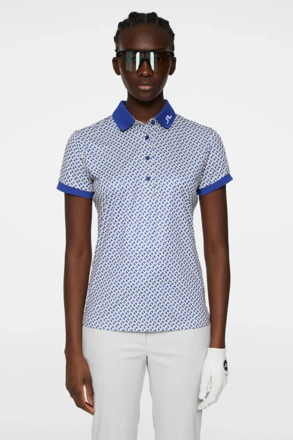 Golf | Överdelar-J.Lindeberg Tour Tech Print Polo Tour Geo Moonbeam S
