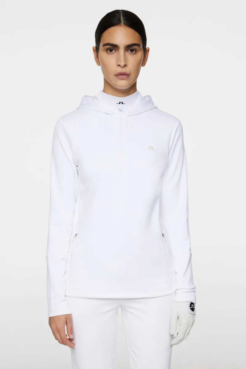 Golf | Bas- Och Mellanlager-J.Lindeberg W Aerial Quarter Zip Hood White
