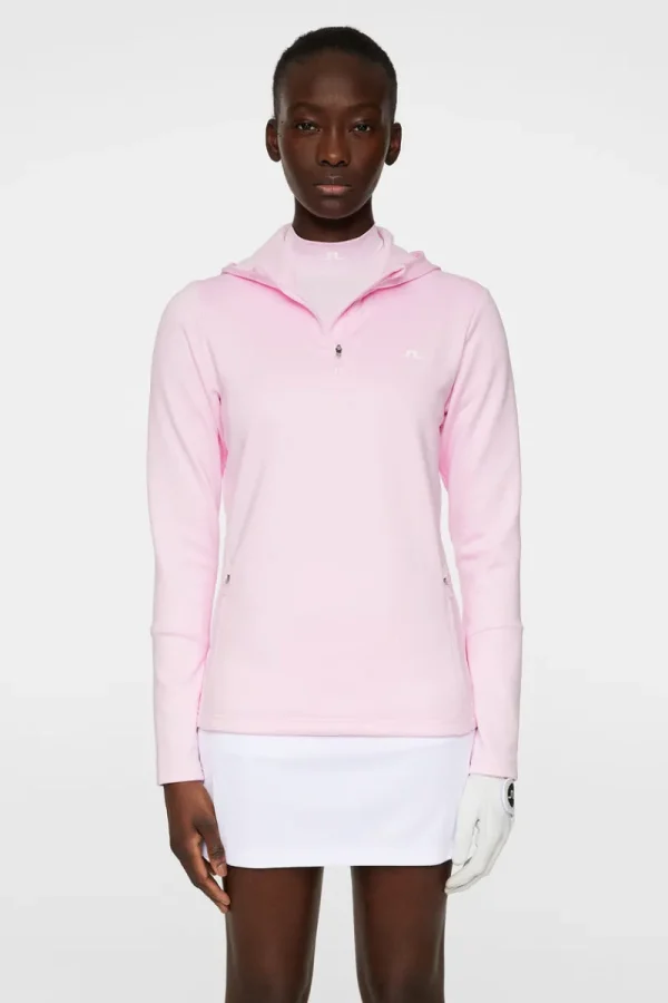 Golf | Bas- Och Mellanlager-J.Lindeberg W Aerial Quarter Zip Hood Nosegay