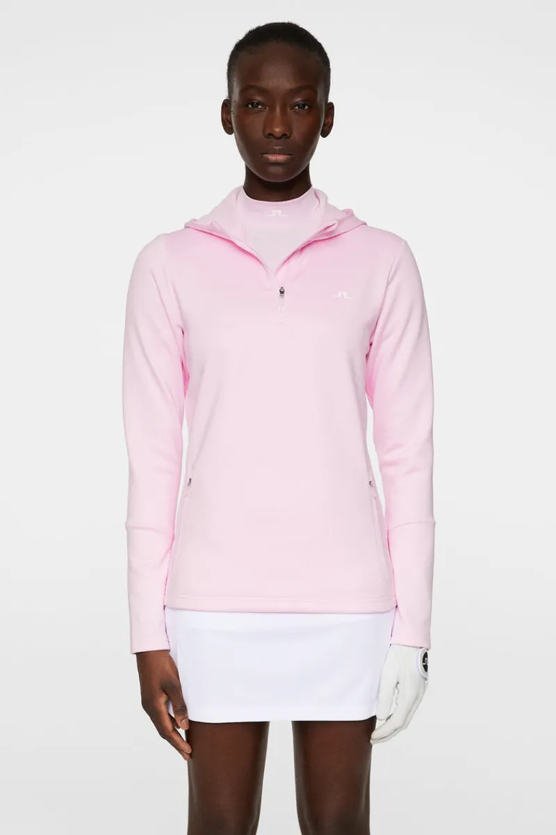 Golf | Bas- Och Mellanlager-J.Lindeberg W Aerial Quarter Zip Hood Nosegay