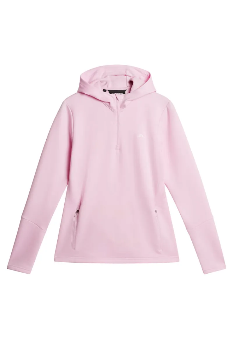 Golf | Bas- Och Mellanlager-J.Lindeberg W Aerial Quarter Zip Hood Nosegay