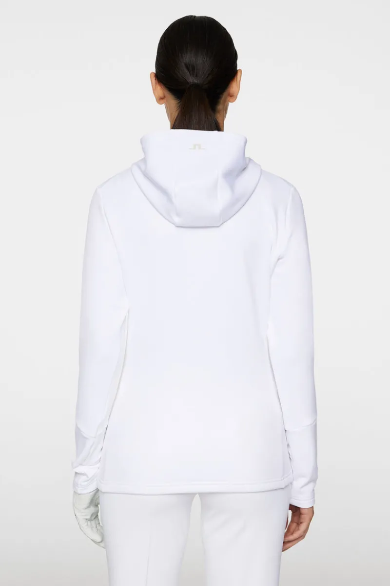 Golf | Bas- Och Mellanlager-J.Lindeberg W Aerial Quarter Zip Hood White