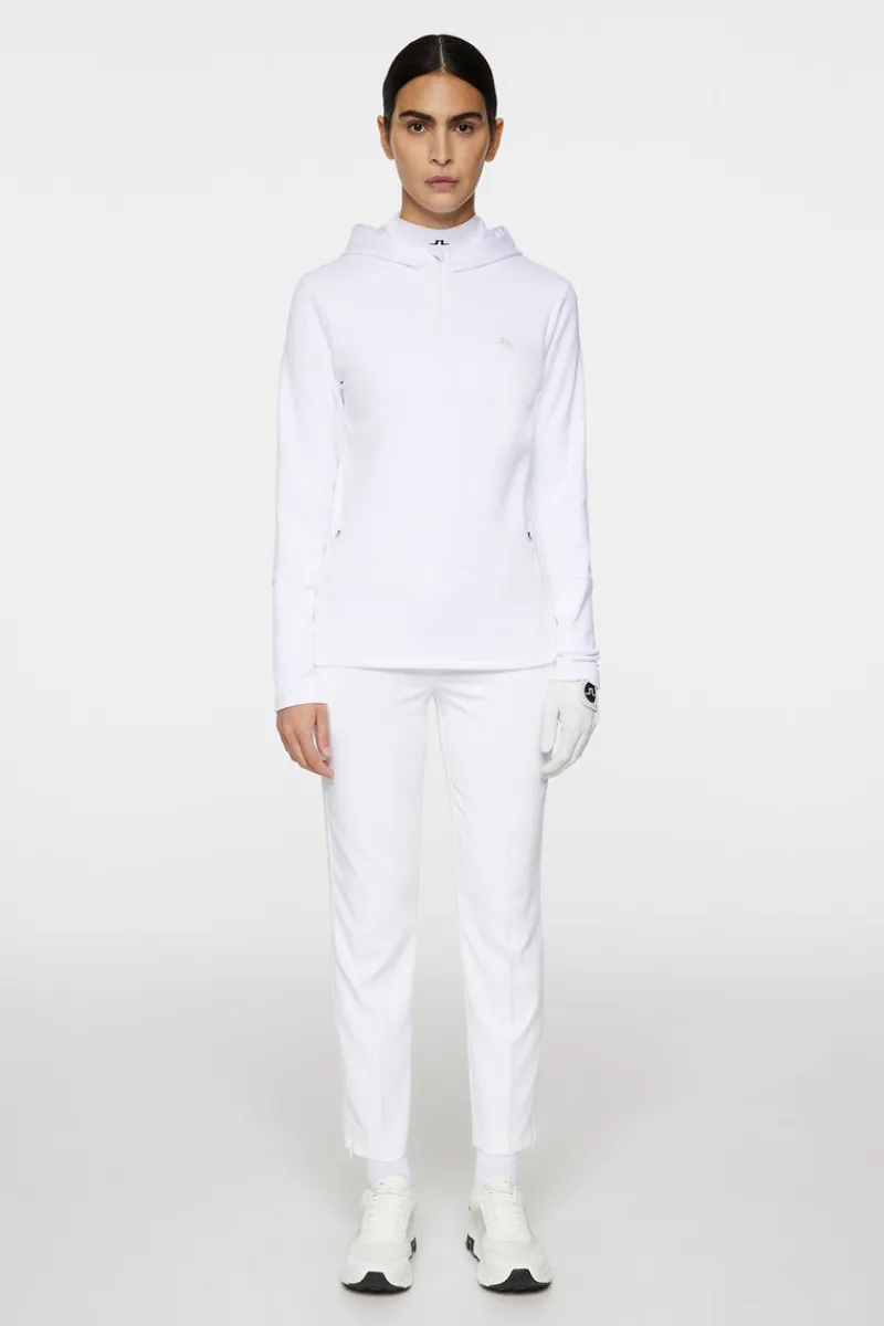 Golf | Bas- Och Mellanlager-J.Lindeberg W Aerial Quarter Zip Hood White