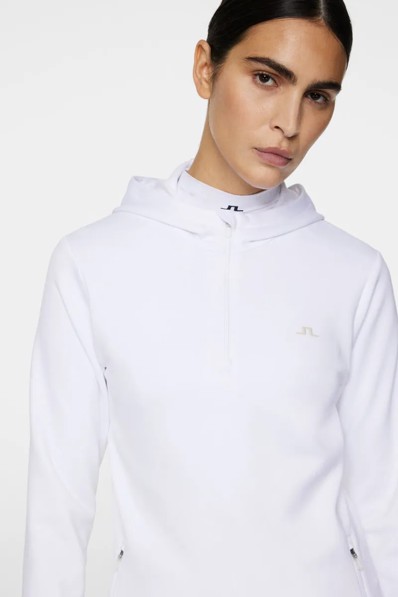 Golf | Bas- Och Mellanlager-J.Lindeberg W Aerial Quarter Zip Hood White