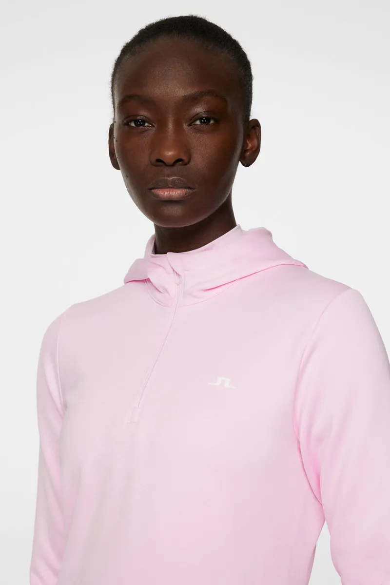 Golf | Bas- Och Mellanlager-J.Lindeberg W Aerial Quarter Zip Hood Nosegay