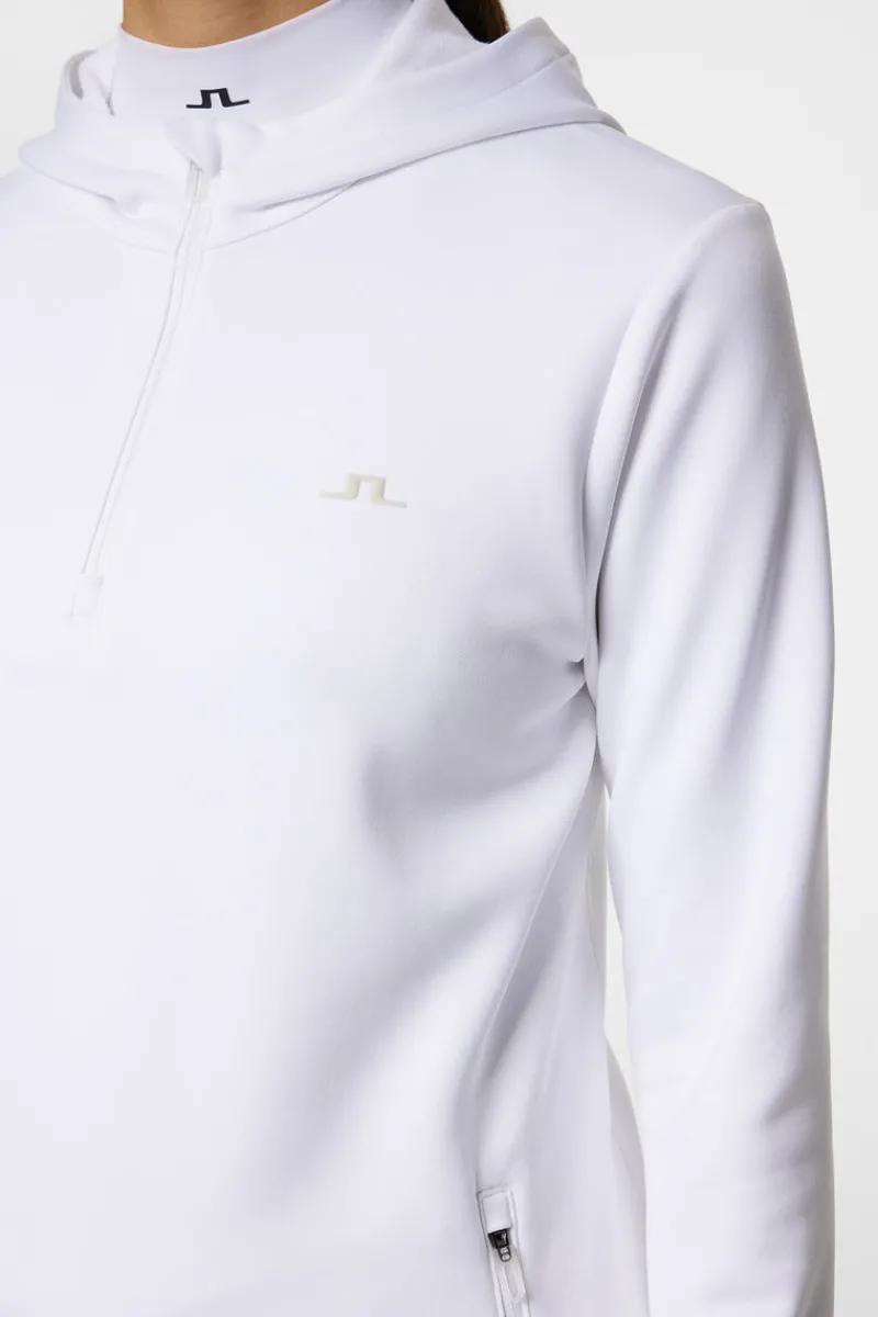 Golf | Bas- Och Mellanlager-J.Lindeberg W Aerial Quarter Zip Hood White