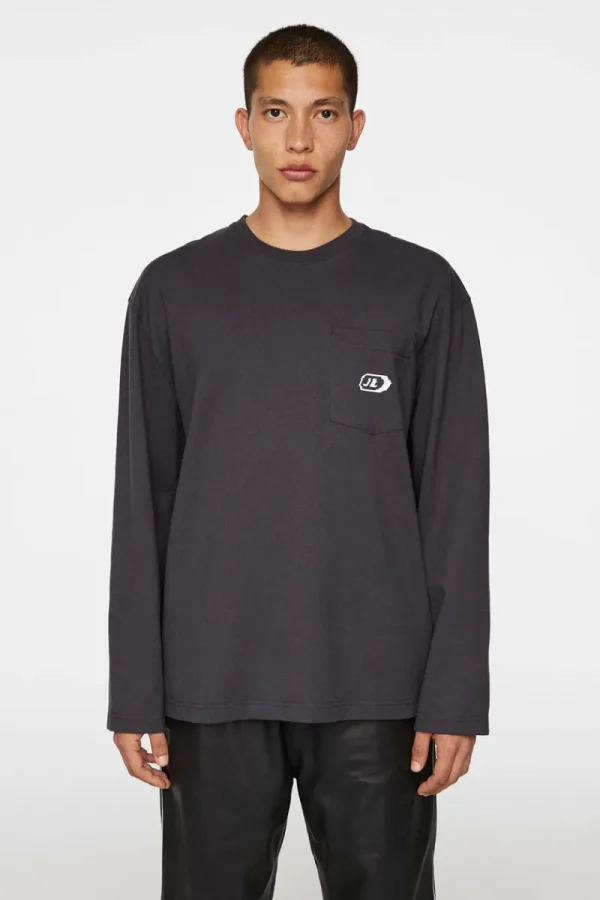T-shirts-J.Lindeberg Walsh LS Pocket Tee Washed Black