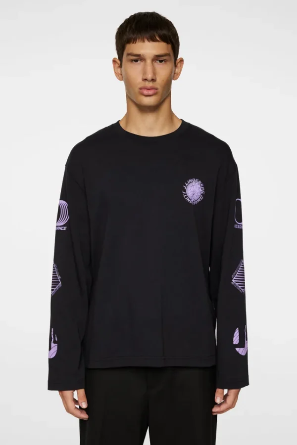Överdelar | T-shirts-J.Lindeberg Walsh LS Print T-shirt Black