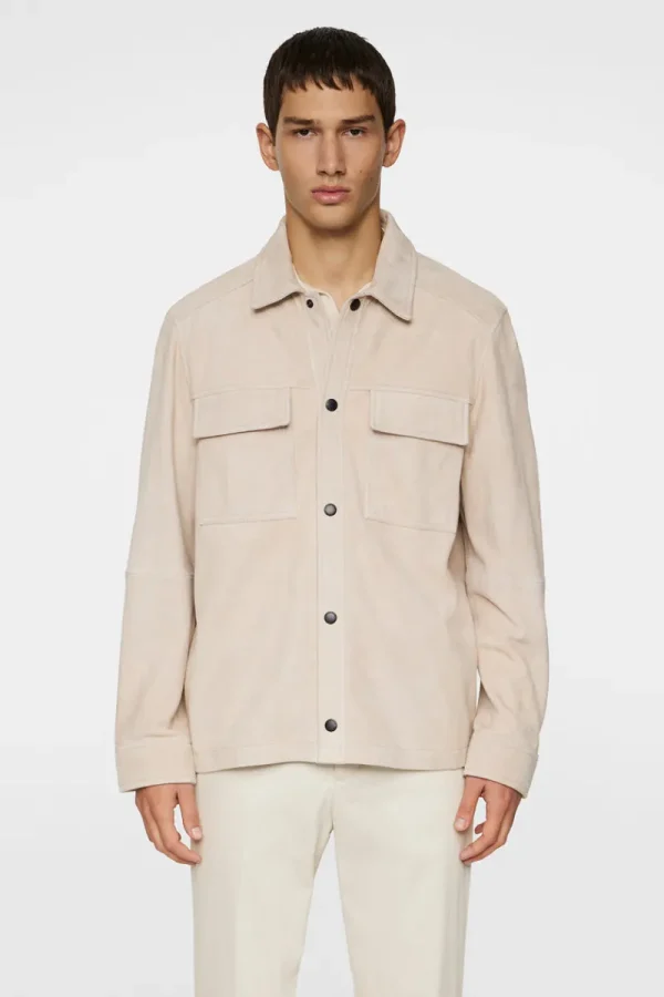Jackor | Ytterkläder-J.Lindeberg Wilden Suede Overshirt Moonbeam